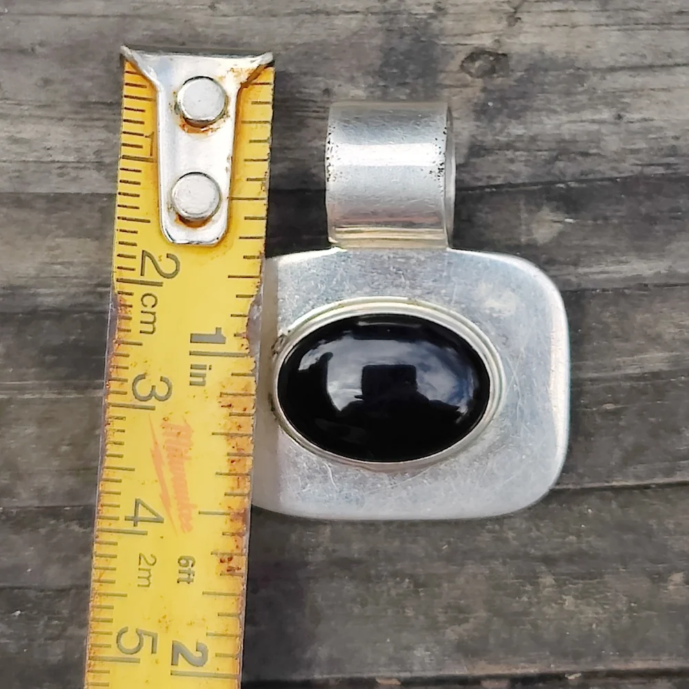 Vintage Sterling Onyx Pendant